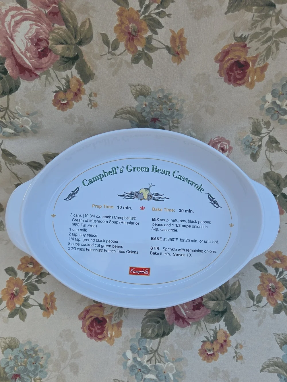 Vintage Campbell's Soup 2006 Green Bean Casserole Recipe Oval Baking Dish